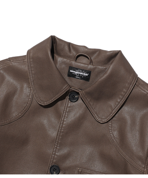 NICE GHOST CLUB(ナイスゴーストクラブ)の「PU LEATHER WORK CAR COAT_BROWN(NG2FFUB840A)(ライダースジャケット・レディース・ブラウン・SMALL/MEDIUM/LARGE)」の3枚目の写真