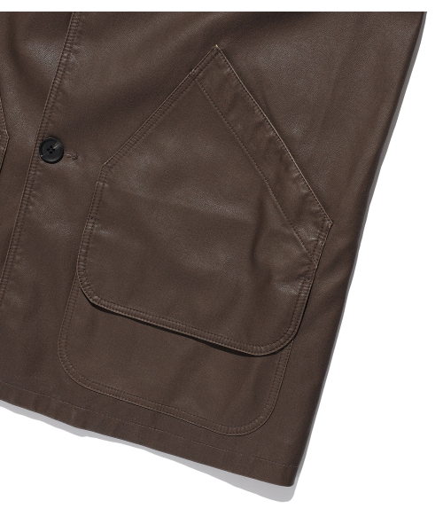 NICE GHOST CLUB(ナイスゴーストクラブ)の「PU LEATHER WORK CAR COAT_BROWN(NG2FFUB840A)(ライダースジャケット・レディース・ブラウン・SMALL/MEDIUM/LARGE)」の5枚目の写真