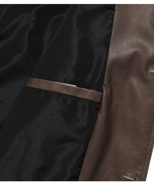 NICE GHOST CLUB(ナイスゴーストクラブ)の「PU LEATHER WORK CAR COAT_BROWN(NG2FFUB840A)(ライダースジャケット・レディース・ブラウン・SMALL/MEDIUM/LARGE)」の6枚目の写真