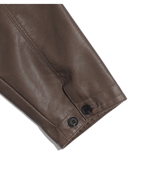 NICE GHOST CLUB(ナイスゴーストクラブ)の「PU LEATHER WORK CAR COAT_BROWN(NG2FFUB840A)(ライダースジャケット・レディース・ブラウン・SMALL/MEDIUM/LARGE)」の7枚目の写真