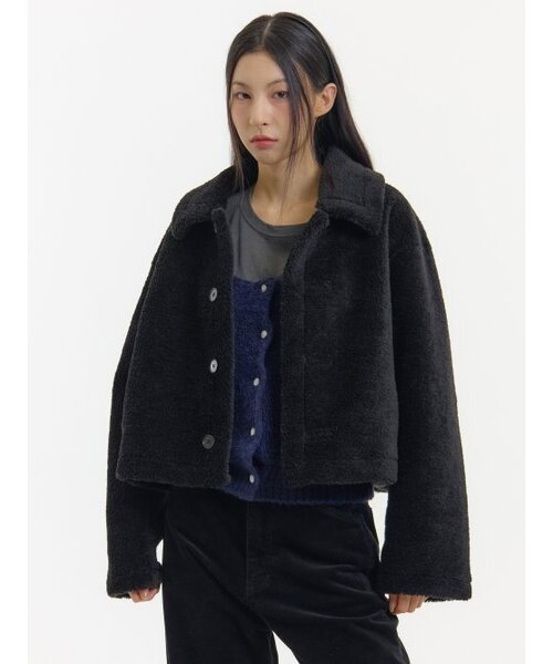 リバーシブルショートムートンブラック