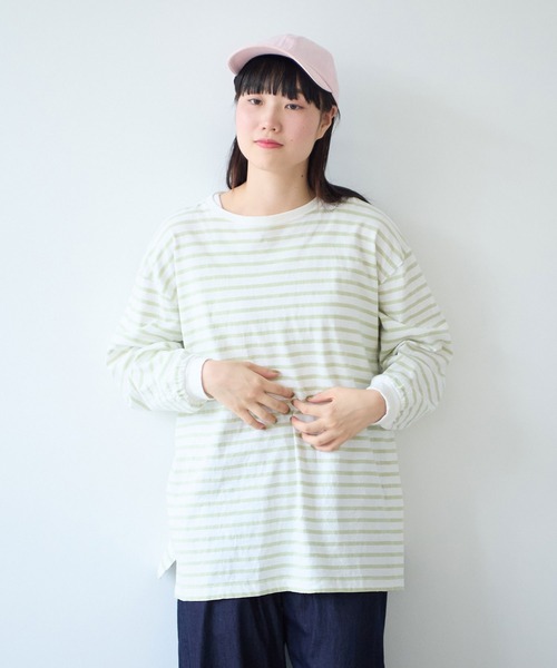 bulle de savon（ビュルデサボン）の「1/16 空紡ボーダー おおきめプルオーバー（Tシャツ/カットソー・レディース・ホワイト/ブルー・FREE）」の3枚目の写真