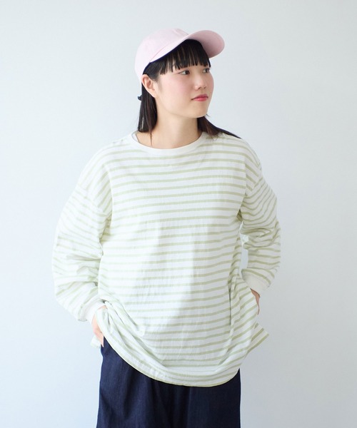 bulle de savon（ビュルデサボン）の「1/16 空紡ボーダー おおきめプルオーバー（Tシャツ/カットソー・レディース・ホワイト/ブルー・FREE）」の5枚目の写真