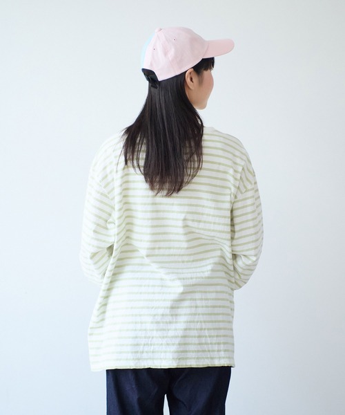 bulle de savon（ビュルデサボン）の「1/16 空紡ボーダー おおきめプルオーバー（Tシャツ/カットソー・レディース・ホワイト/ブルー・FREE）」の6枚目の写真