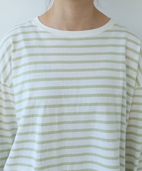 bulle de savon（ビュルデサボン）の「1/16 空紡ボーダー おおきめプルオーバー（Tシャツ/カットソー・レディース・ホワイト/ブルー・FREE）」の15枚目の写真