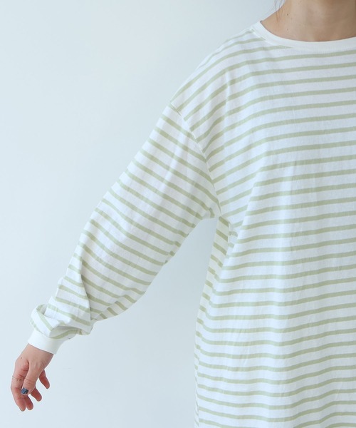 bulle de savon（ビュルデサボン）の「1/16 空紡ボーダー おおきめプルオーバー（Tシャツ/カットソー・レディース・ホワイト/ブルー・FREE）」の16枚目の写真