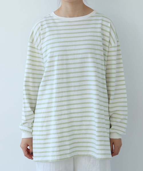 bulle de savon（ビュルデサボン）の「1/16 空紡ボーダー おおきめプルオーバー（Tシャツ/カットソー・レディース・ホワイト/ブルー・FREE）」の12枚目の写真