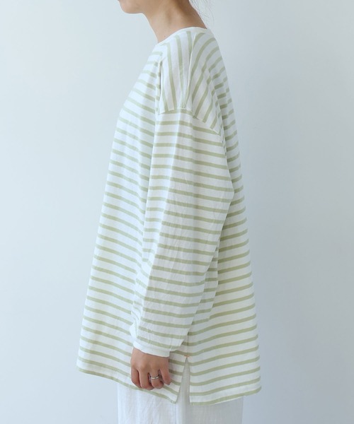 bulle de savon（ビュルデサボン）の「1/16 空紡ボーダー おおきめプルオーバー（Tシャツ/カットソー・レディース・ホワイト/ブルー・FREE）」の13枚目の写真