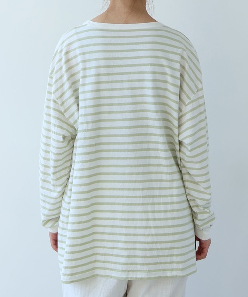 bulle de savon（ビュルデサボン）の「1/16 空紡ボーダー おおきめプルオーバー（Tシャツ/カットソー・レディース・ホワイト/ブルー・FREE）」の14枚目の写真