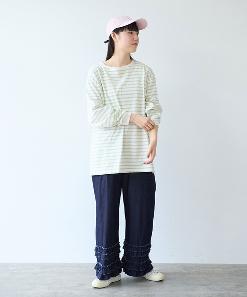 bulle de savon（ビュルデサボン）の「1/16 空紡ボーダー おおきめプルオーバー（Tシャツ/カットソー・レディース・ホワイト/ブルー・FREE）」の9枚目の写真