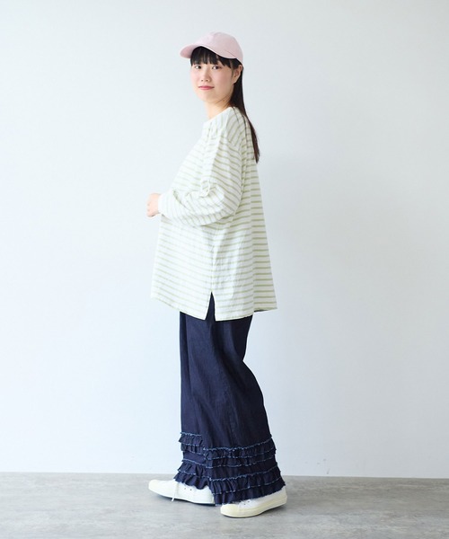 bulle de savon（ビュルデサボン）の「1/16 空紡ボーダー おおきめプルオーバー（Tシャツ/カットソー・レディース・ホワイト/ブルー・FREE）」の10枚目の写真