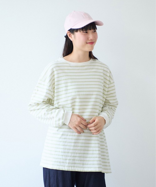 bulle de savon（ビュルデサボン）の「1/16 空紡ボーダー おおきめプルオーバー（Tシャツ/カットソー・レディース・ホワイト/ブルー・FREE）」の4枚目の写真