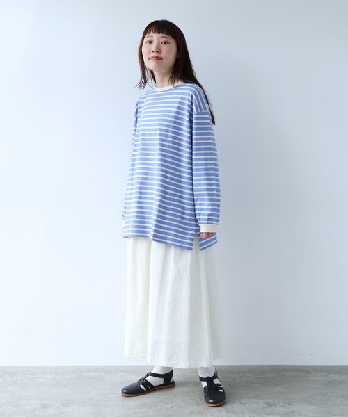 bulle de savon（ビュルデサボン）の「1/16 空紡ボーダー おおきめプルオーバー（Tシャツ/カットソー・レディース・ホワイト/ブルー・FREE）」の21枚目の写真