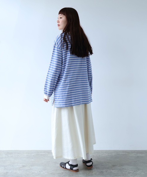 bulle de savon（ビュルデサボン）の「1/16 空紡ボーダー おおきめプルオーバー（Tシャツ/カットソー・レディース・ホワイト/ブルー・FREE）」の20枚目の写真