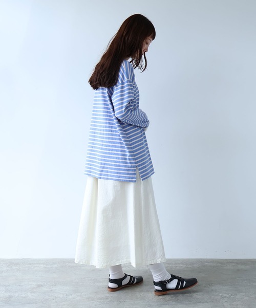 bulle de savon（ビュルデサボン）の「1/16 空紡ボーダー おおきめプルオーバー（Tシャツ/カットソー・レディース・ホワイト/ブルー・FREE）」の19枚目の写真