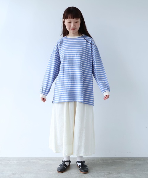 bulle de savon（ビュルデサボン）の「1/16 空紡ボーダー おおきめプルオーバー（Tシャツ/カットソー・レディース・ホワイト/ブルー・FREE）」の22枚目の写真