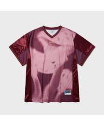 PHYSICAL DEPARTMENT（フィジカル デパートメント）の「マッシュルームメッシュサテンミックス半袖Tシャツ_バーガンディ（Tシャツ/カットソー）」