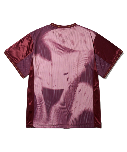 PHYSICAL DEPARTMENT(フィジカル デパートメント)の「マッシュルームメッシュサテンミックス半袖Tシャツ_バーガンディ(Tシャツ/カットソー・レディース・その他・SMALL/MEDIUM/LARGE/X-LARGE)」の3枚目の写真