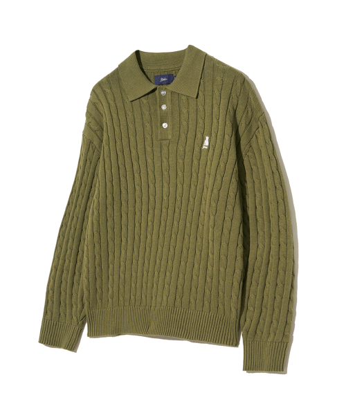 YALE(イェール)の「ケーブルポロニット_カーキ(ニット/セーター・レディース・その他・SMALL/MEDIUM/LARGE/X-LARGE)」の2枚目の写真