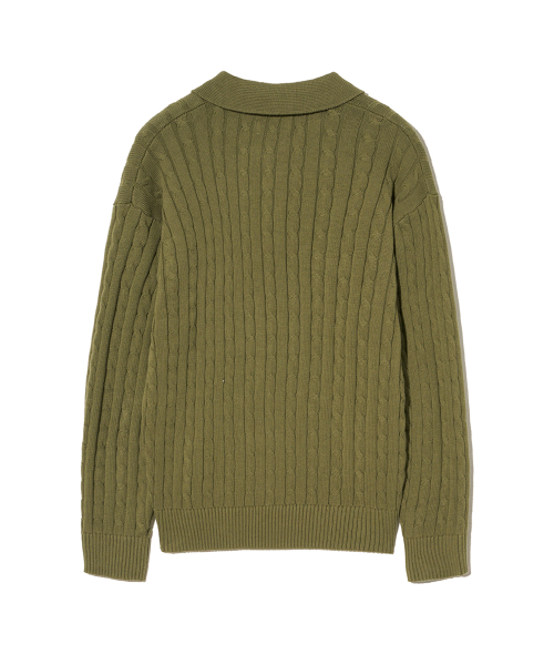 YALE(イェール)の「ケーブルポロニット_カーキ(ニット/セーター・レディース・その他・SMALL/MEDIUM/LARGE/X-LARGE)」の3枚目の写真