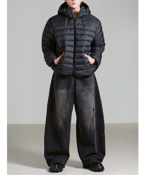 Chikashitsu +（チカシツプラス）の「【Chikashitsu +】light volume puffer jacket / 【チカシツプラス】ライトボリュームパファージャケット（ダウンジャケット/コート・メンズ・グレー/ブラック/アイボリー・ONE SIZE）」の16枚目の写真