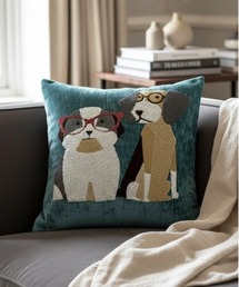 ONE DAY KMC （ワンデイケーエムシー）の「ONE DAY Select / DOG刺繍 クッションカバー 45×45cm YWG-0002（クッション/クッションカバー）」