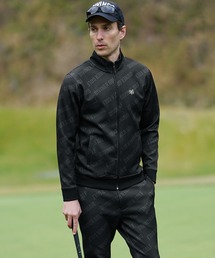 DIVINER GOLF（ディバイナー ゴルフ）の「【DIVINER GOLF】ポンチ総柄ロゴスタンドジャケット メンズ ゴルフウェア スタンドジャケット アウター 総柄 ブラック 春服 冬服（その他アウター）」