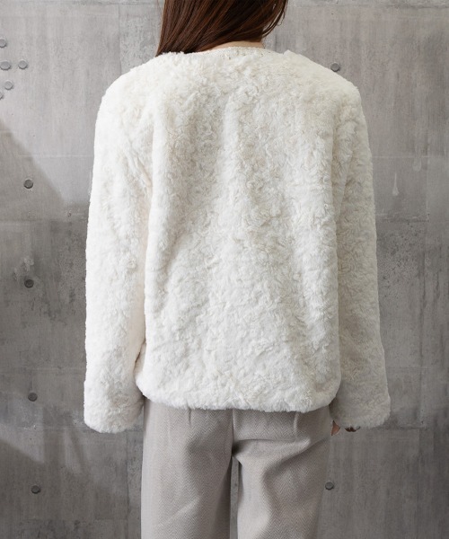 Miniministore（ミニミニストア）の「中綿入りファージャケット秋冬ボアアウター（ブルゾン・レディース・アイボリー・M/L）」の5枚目の写真