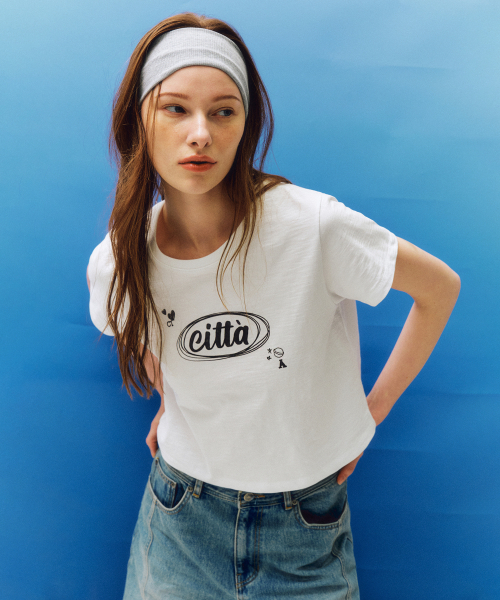 CITTA(シータ)の「ドローイングシタロゴTシャツ_CTT377(チャコール)(Tシャツ/カットソー・レディース・チャコール・FREE)」の1枚目の写真