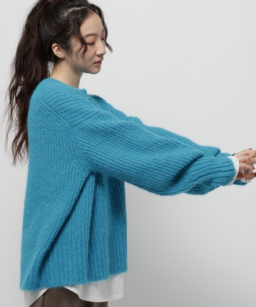 niko and...（ニコアンド）の「アルパカウールMIXアゼプルオーバー（ニット/セーター・レディース・チャコール/ライトグレー/イエロー/ブルー・LARGE/MEDIUM）」の3枚目の写真