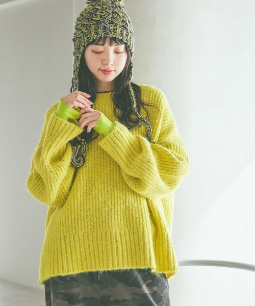 niko and...（ニコアンド）の「アルパカウールMIXアゼプルオーバー（ニット/セーター・レディース・チャコール/ライトグレー/イエロー/ブルー・LARGE/MEDIUM）」の8枚目の写真