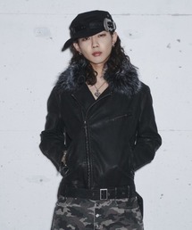 INTER FACTORY(�C���^�[�t�@�N�g���[)��takumu�iMUU STUDIO�j - Detachable fur double riders jacket / ���E���t�@�[�_�u�����C�_�[�X�W���P�b�g(���C�_�[�X�W���P�b�g)