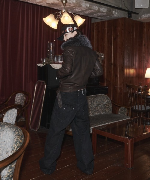 INTER FACTORY（インターファクトリー）の「takumu（MUU STUDIO） - Detachable fur double riders jacket / 着脱式ファーダブルライダースジャケット（ライダースジャケット・メンズ・ブラック/ブラウン・3/2）」の18枚目の写真