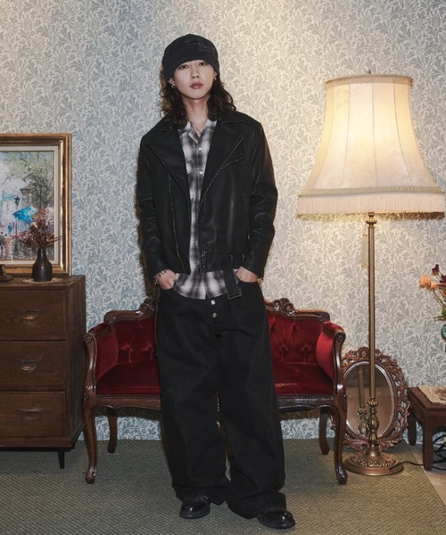 INTER FACTORY（インターファクトリー）の「takumu（MUU STUDIO） - Detachable fur double riders jacket / 着脱式ファーダブルライダースジャケット（ライダースジャケット・メンズ・ブラック/ブラウン・3/2）」の20枚目の写真