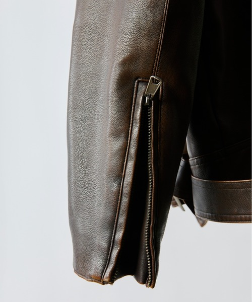 セール】takumu（MUU STUDIO） - Detachable fur double riders jacket