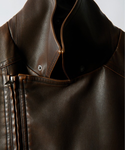 セール】takumu（MUU STUDIO） - Detachable fur double riders jacket