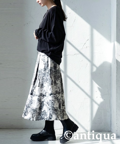 antiqua（アンティカ）の「トワルドジュイ柄　フレアスカート（スカート・レディース・ブラック・ONESIZE）」の10枚目の写真