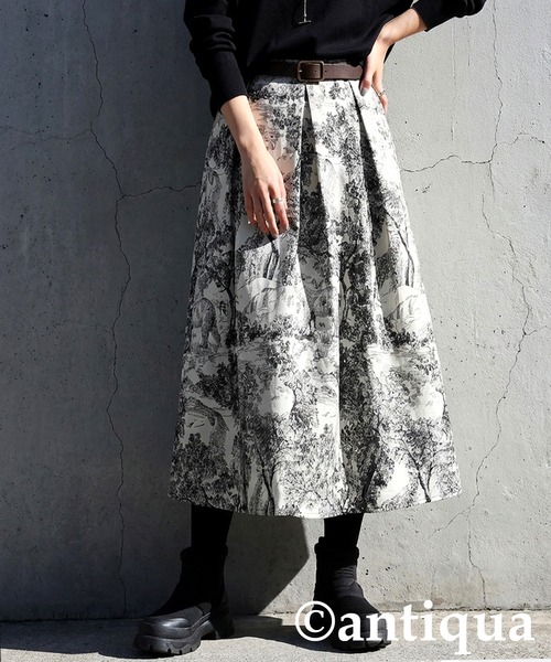 antiqua（アンティカ）の「トワルドジュイ柄　フレアスカート（スカート・レディース・ブラック・ONESIZE）」の12枚目の写真
