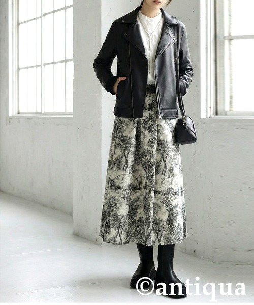antiqua（アンティカ）の「トワルドジュイ柄　フレアスカート（スカート・レディース・ブラック・ONESIZE）」の13枚目の写真