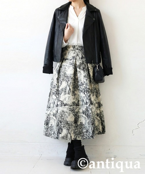 antiqua（アンティカ）の「トワルドジュイ柄　フレアスカート（スカート・レディース・ブラック・ONESIZE）」の15枚目の写真
