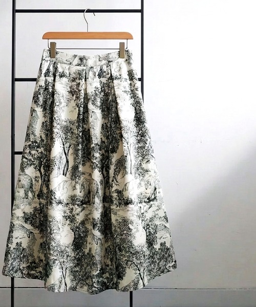 antiqua（アンティカ）の「トワルドジュイ柄　フレアスカート（スカート・レディース・ブラック・ONESIZE）」の5枚目の写真