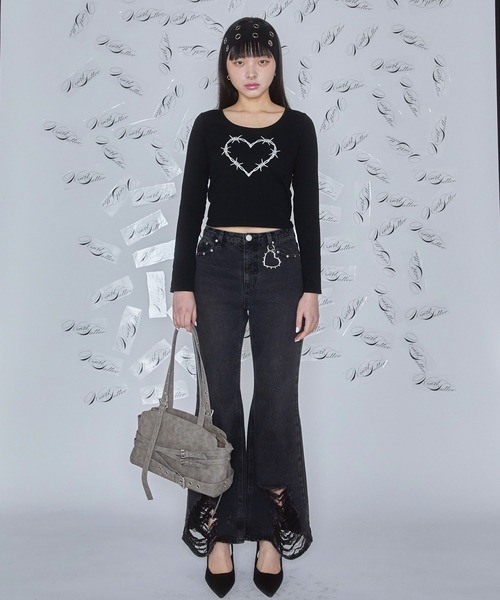 Heart Tattoo（ハートタトゥー）の「belt design damage shoulder bag / ダメージ調　ベルトショルダーバッグ（トートバッグ・レディース・ブラック系/グレー系・FREE）」の21枚目の写真