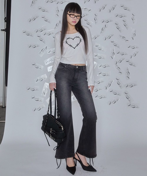 Heart Tattoo（ハートタトゥー）の「belt design damage shoulder bag / ダメージ調　ベルトショルダーバッグ（トートバッグ・レディース・ブラック系/グレー系・FREE）」の10枚目の写真