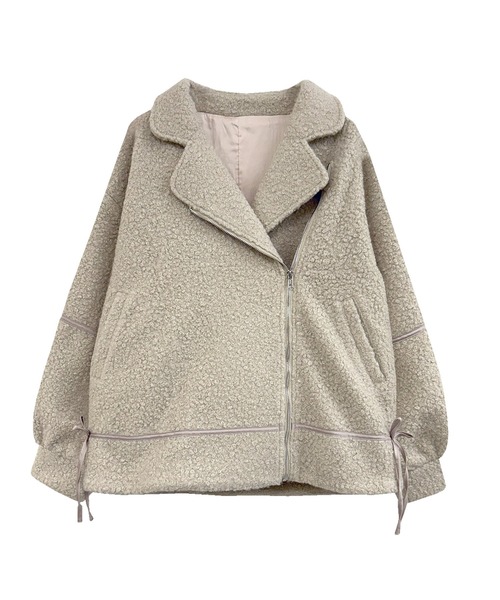 Rose Muse（ロゼミューズ）の「curly fur riders outer（ライダースジャケット・レディース・ベージュ・FREE）」の4枚目の写真