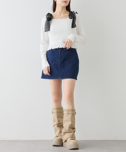 セットで着れる/ビジューデニムスカート（デニムスカート）｜one after
