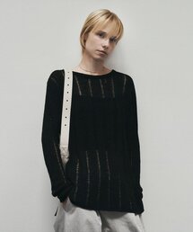 NEEV（ニーヴ）の「Soft Rope Slit Knit (Black)（ニット/セーター）」