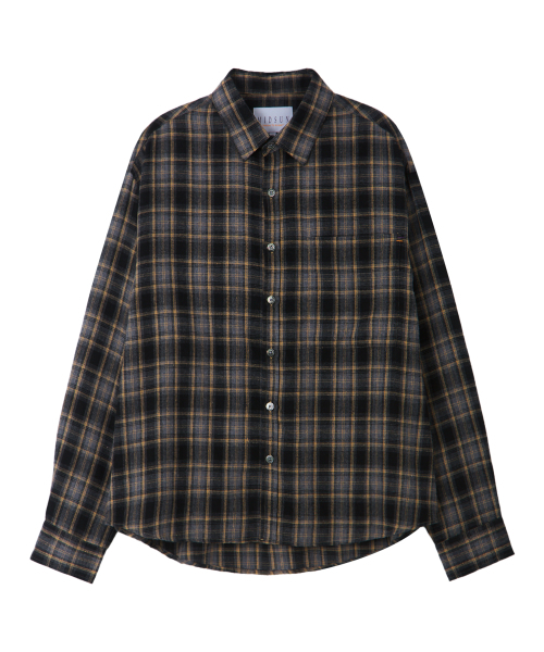 MIDSUN(ミッドサン)の「Dark Check Shirt-Black(シャツ/ブラウス・レディース・ブラック・M/L)」の1枚目の写真