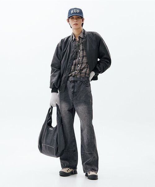 MIDSUN(ミッドサン)の「Dark Check Shirt-Black(シャツ/ブラウス・レディース・ブラック・M/L)」の3枚目の写真