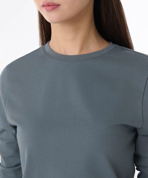MUSINSA STANDARD WOMAN（ムシンサスタンダードウーマン）の「ウィメンズフレキシブルクルーネック長袖Tシャツ[ピーコックブルー]（Tシャツ/カットソー・レディース・その他・SMALL/MEDIUM/LARGE/X-SMALL）」の4枚目の写真