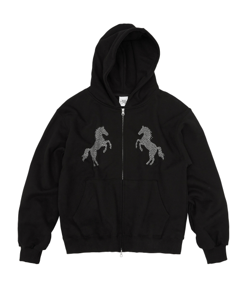 Midnight Move(ミッドナイトムーブ)の「horse hood zip up (black)(パーカー・レディース・その他・FREE)」の1枚目の写真